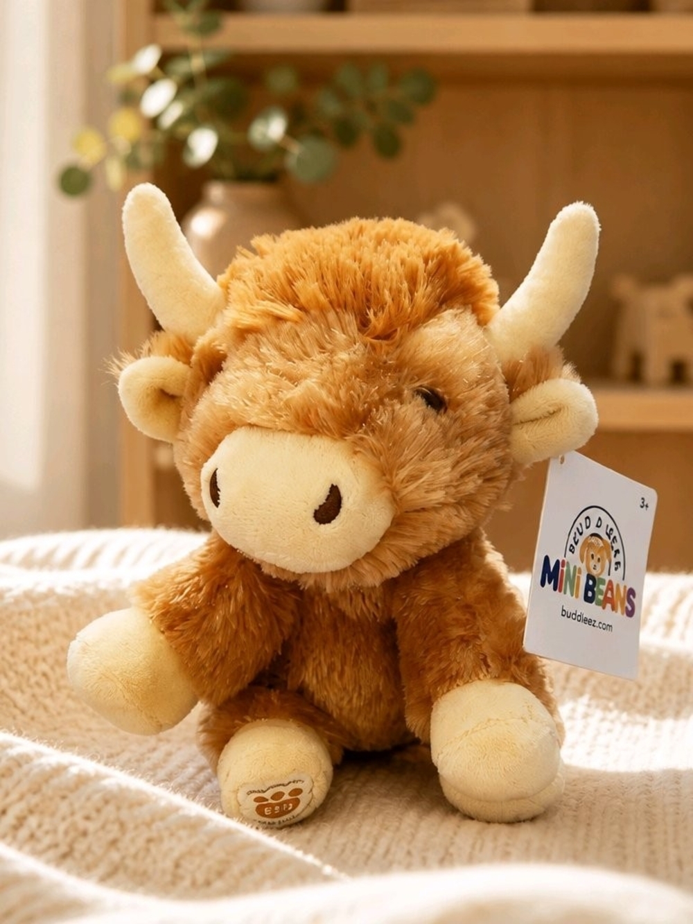 Build-A-Bear Mini Plush Highland Cow in Tan and Cream